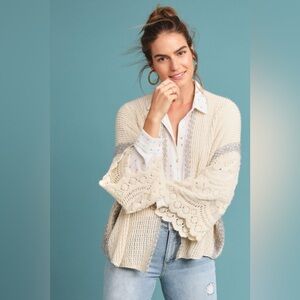 Anthropologie Rosanna Crochet Knit Sweater Kimono Sweater bell sleeve One Size